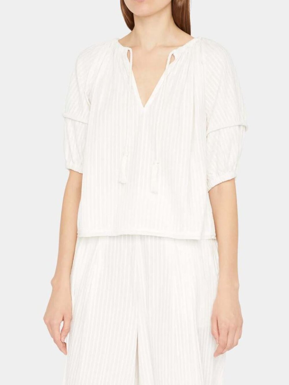 Ulla Johnson Laurenza Pintucked White Cotton Blouse Size 8